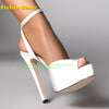 Peep Toe Platform Buckle Strap Red Sandals Pointed Toe Thin Heel Slingback Sexy Women Runway Show Shoes Spicy Girl Party Trend