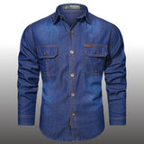 Plus Size 5XL Spring Long Sleeve Loose Denim Shirts Men Pure Cotton Shirt High Quality Male Autumn Fashion Casual Outwear Shirts