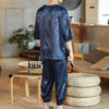 M-5XL Plus Size Mens Ankle Pants Sets 2 Piece Outfits Chinese Style Summer Streetwear Tracksuits Casual Shirt and Pants Set Male