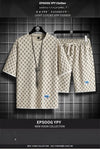 2025 Summer New Fashion Trend Men's Casual Relaxed Comfortable High Quality Plus-Size Two-Piece Sets M-5XL Checkered Sports Suit