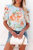 Women Blouse Fashionable Summer Versatile Urban Leisure Bubble Sleeve Round Neck Straight Tube Women's T-shirt Blouses Shirts