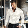 Casual Men's Satin Silk Dress Shirts Long Sleeve Social Single Breasted Button Turn-Down Collar Shirts Wedding Party Men Clothes