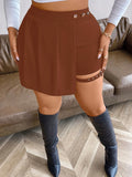 Plus Size Women's High Waist Pleated Button Skirt Asymmetric Skirt Shorts Bandage Spicy Style Best Choice in Summer