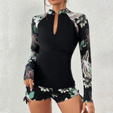 Female Swimsuit With Long Sleeves Swimwear Sports Surfing Tankini Set Beachwear Two-Piece Bathing Suits Pool Women Swimming Suit
