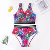 Plus Size Swimsuit Leaves Printed High Waist Two Pieces Bikini Set Swimsuit Female Women Beachwear Swimwear Bather Bathing Suit