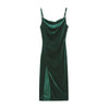 European and American style women's clothing for spring and summer, fashionable and sexy, slim fit, slit camisole dress for wome