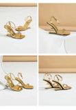 Eilyken Street Style Crystal Diamond Square Toe Womens Sandals Fashion Buckle Strap Strange Heels Summer Shoes