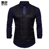 2025 Men's Formal Dress Vest Top Double Breasted Casual Tank Tops Solid Slim V-Neck Club Party Suits Vest Formal Waistcoat Men