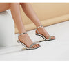 Eilyken Street Style Crystal Diamond Square Toe Womens Sandals Fashion Buckle Strap Strange Heels Summer Shoes