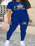 Plus Size Europe and America New Summer  Women's Printed Comfortable Casual Set