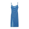 European and American style women's clothing for spring and summer, fashionable and sexy, slim fit, slit camisole dress for wome