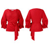 Fashion Blouse for Women 2024 Slash Neck Full Sleeve Sashes Solid Elegant African Ladies Luxury Designer Fashion Shirts Tops