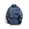 Men Oversize Loose Casual Long Sleeve Outdoor Cargo Shirts Cityboy Streetwear Fashion Plus Size Washed Cotton Shirt Blouse