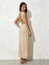 2025 Sexy Two-piece Set V-neck Lace-up Slim Slit Backless Tunic Summer Beach Dress Women Bikini Cover-ups Knit Maxi Dress A2344