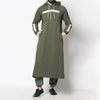 Mens Tops Muslim Middle Eastern Islamic Arabic Clothing Loose Striped Long Sleeve Drawstring Pockets Full Length Hooded Robe