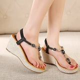 CEYANEAO  Women Sandals Bohemia diamond Wedges Gladiator Beach Sandal Flip Flops summer student shoes Sandals women YDT533