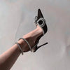 Womens Sandals Sexy Pointed Toe Luxurious Rhinestone Designer Women's Shoes Summer New Elegant Party Dress Womens Stiletto Heels
