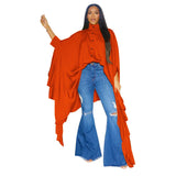 SOMO Plus Size Women Clothes Pleated Long Cape Shirt Bat Full Sleeve Irregularity Blouse Top One Size Loose Dropshipping 2023