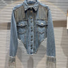 Chic Rhinestoness Tassels Beaded Denim Coat Bareback Diamonds Fringed Jeans Jacket Crystal Cardigan Streetwear Jaquetas