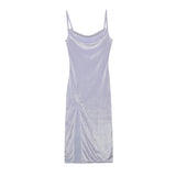 European and American style women's clothing for spring and summer, fashionable and sexy, slim fit, slit camisole dress for wome