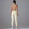 Plus Size S-XL Back V Bodysuits Sports Women Gym Rompers Yoga Set Scrunch Legging Workout One-Piece Jumpsuit Suit Active Wear