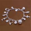 Bracelet European and American Silver Fashion Thirteen Pendant Bracelet Women's Multi-Element Jewelry Simple Style Bracelet Whol