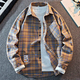 2025 New Arrival Mens Plaid Shirt Long Sleeve Casual Shirts Button Down Regular Fit Work Shirts