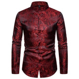 2025 New Men Fashion Medieval Floral Black Dress Shirts Stylish Long Sleeve Steampunk Shirt Men Party Club Bar Social Shirt Male