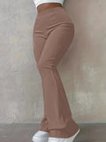 Women's Clothing Autumn and Winter Casual Simple Fashion Slim Ribbed Leggings Solid Color High Waist Trousers for Women