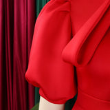 Elegant Party Dresses for Woman 2024 Luxury Bow Collar Short Sleeve High Waisted A Line Pleated Ankle Length Birthday Party Robe