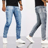 2025 Jeans Men's Small Straight Leg Denim Design Pants New Slim Fit Small Hole Long Pants High Street Classic High Quality Mens