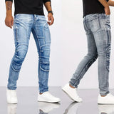 2025 Jeans Men's Small Straight Leg Denim Design Pants New Slim Fit Small Hole Long Pants High Street Classic High Quality Mens