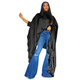 SOMO Plus Size Women Clothes Pleated Long Cape Shirt Bat Full Sleeve Irregularity Blouse Top One Size Loose Dropshipping 2023