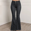 Women's casual jeans, fashionable studded Button flared y2k jeans