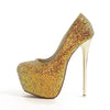 Sexy Platform Shallow Shoes Woman Pumps Round Head Bling Sequins Slip-On Ultra Thin High Heels Party Wedding Shoe Zapatos