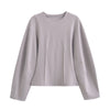 Women's Suit 2025 Spring New Women's Clothing Fashion Long Sleeve O-neck Pleated Top Double-Sided Fabric Office Top Casual Pants