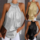 Plus Size Sexy Bright Silk Off Shoulder T Shirt Women Oversize Sleeveless Bottoming Shirt Ladies Tee Shirt Tops Camisetas Mujer