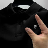 2025 summer new men's polo collar shirt casual comfortable fashionable versatile high quality short-sleeved printed T-shirt tops