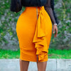 Sexy Skirts for Women Bodycon High Waisted Zipper Closure Ruffles Mid Calf Fashion Elegant African Office Work Pencil Skirts New