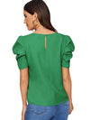 Women Blouse Fashionable Summer Versatile Urban Leisure Bubble Sleeve Round Neck Straight Tube Women's T-shirt Blouses Shirts