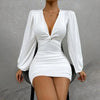 White Party Dresses for Women Wedding Banquet Robe Elegant Long Sleeved Robe Sexy Y2K Streetwear Female Clothing Vestidos