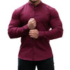 Men's  Casual Shirt Slim Fit Micro-elastic Long Sleeve Comfortable Versatile Stand Collar Tops Camisas  Men Dress Shirt
