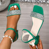 Summer Women Sandals New Elegant Square Heel Rhinestone Women Shoes Plus Big Fashion Comfortable High Heels Sandals