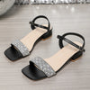 Summer Women Sandals New Elegant Square Heel Rhinestone Women Shoes Plus Big Fashion Comfortable High Heels Sandals