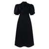 Elegant Party Dresses for Woman 2024 Luxury Bow Collar Short Sleeve High Waisted A Line Pleated Ankle Length Birthday Party Robe