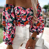 Elegant Floral Blouses For Women Sexy Backless Off Shoulder Crop Top Youth White Blouse Fashion Summer Women Clothing 2024
