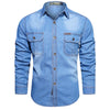 Plus Size 5XL Spring Long Sleeve Loose Denim Shirts Men Pure Cotton Shirt High Quality Male Autumn Fashion Casual Outwear Shirts