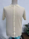 Men's Casual Tops Summer Cool Knitted Men's Shirt Short Sleeve Lapel Solid Color Hollow Breathable Men's Clothing