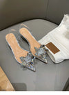 Silver Baotou Sandals Women 2025 New Summer Beautiful Pointy Wine Glass Celebrity Crystal Flower Transparent High Heels