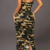 Popular European and American Women's Clothing Styles: Summer Camouflage Slim, Stylish and Sexy Suspender Dress